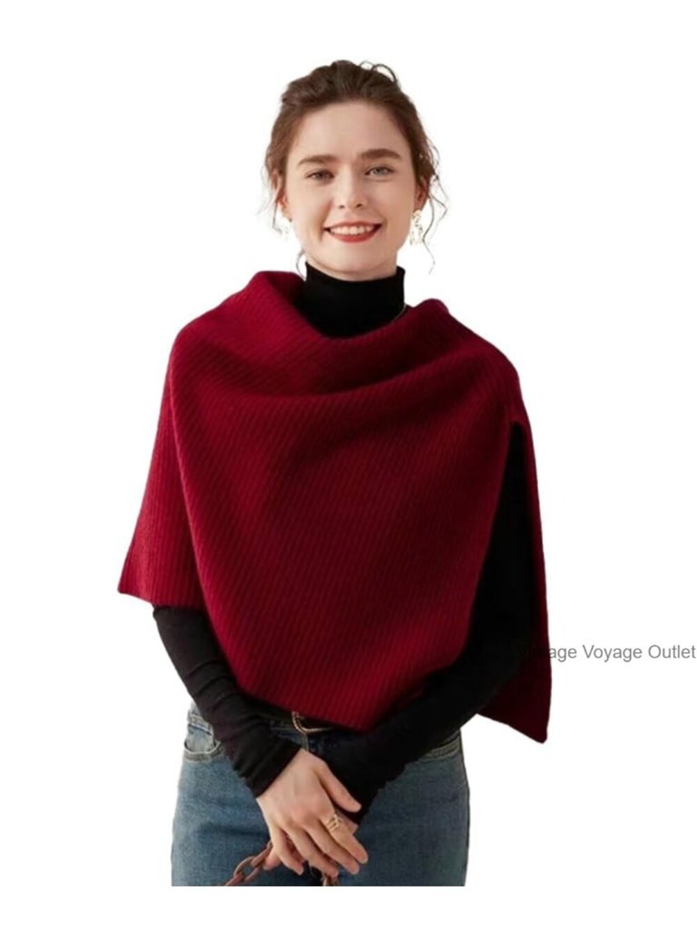 Knitted Shawl Wrap Pullover Poncho Cape Cardigan One Size Polyester